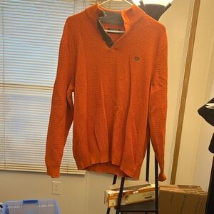 Chaps Bright Orange V-Neck Sweater